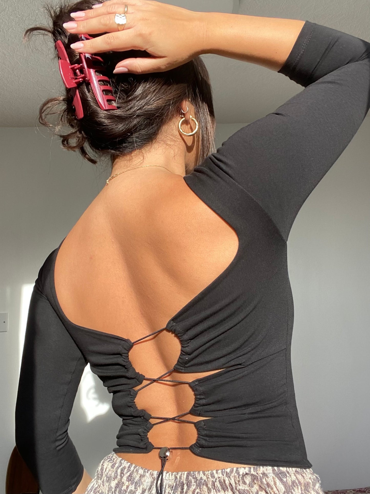 PRE-ORDER 'Havana' Reversible Organic Cotton Top 3/4 Length Sleeve