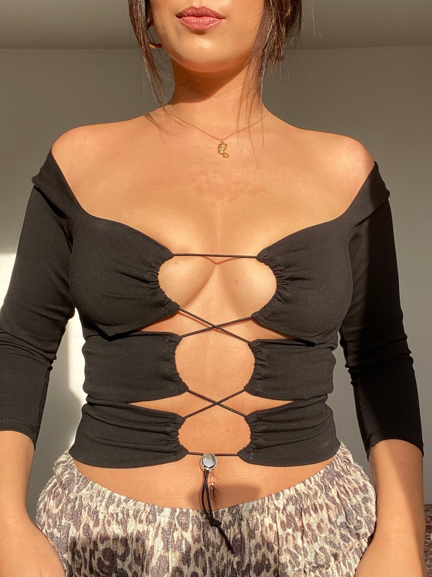 PRE-ORDER 'Havana' Reversible Organic Cotton Top 3/4 Length Sleeve
