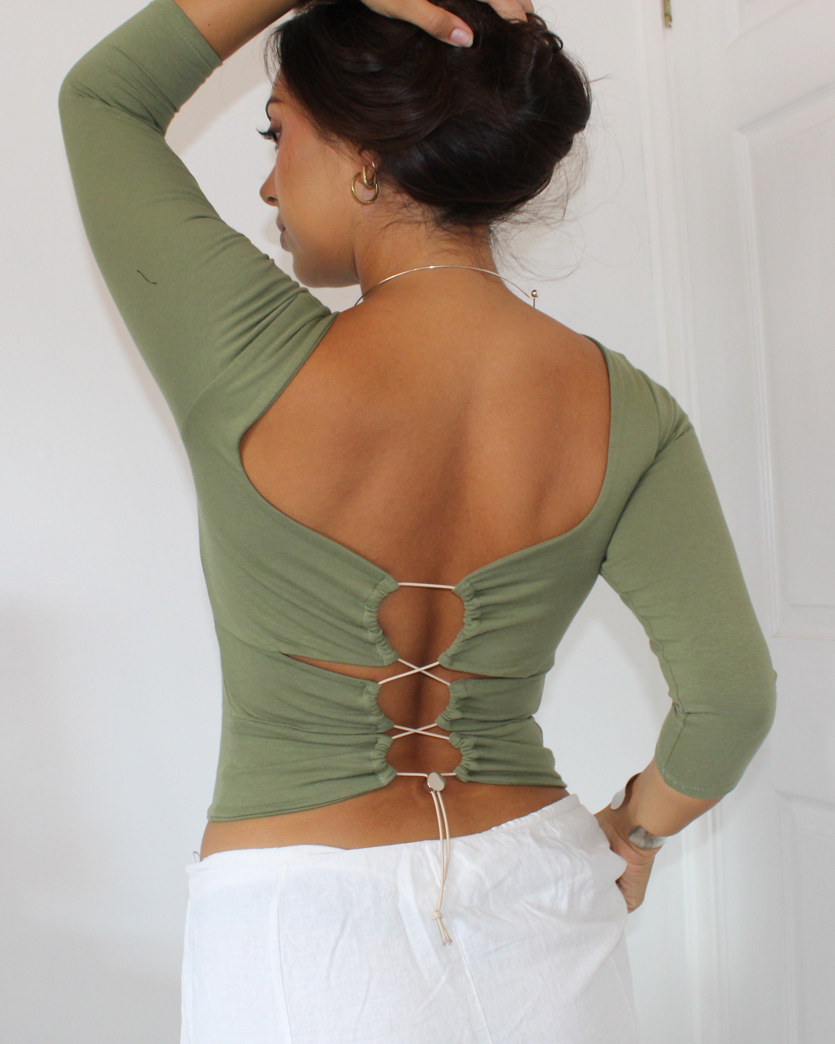 Havana Top - Olive (3/4 sleeve) – Jakelle Studios