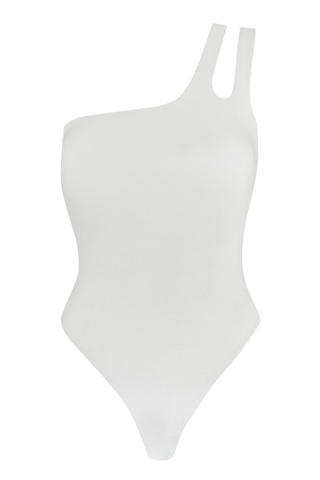 Two Strap Asymmetric Bodysuit Sample in Off-White