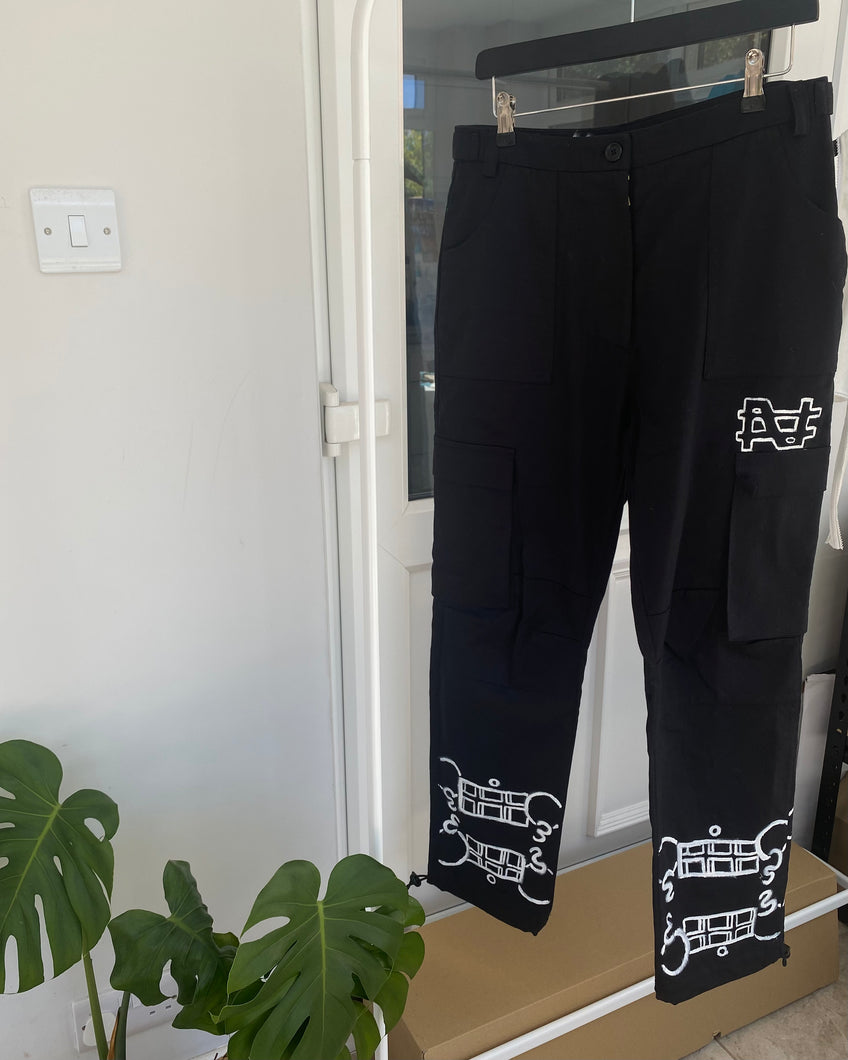 Akiya X Jakelle 'Cali' Cargos in Black Organic Cotton Size 14