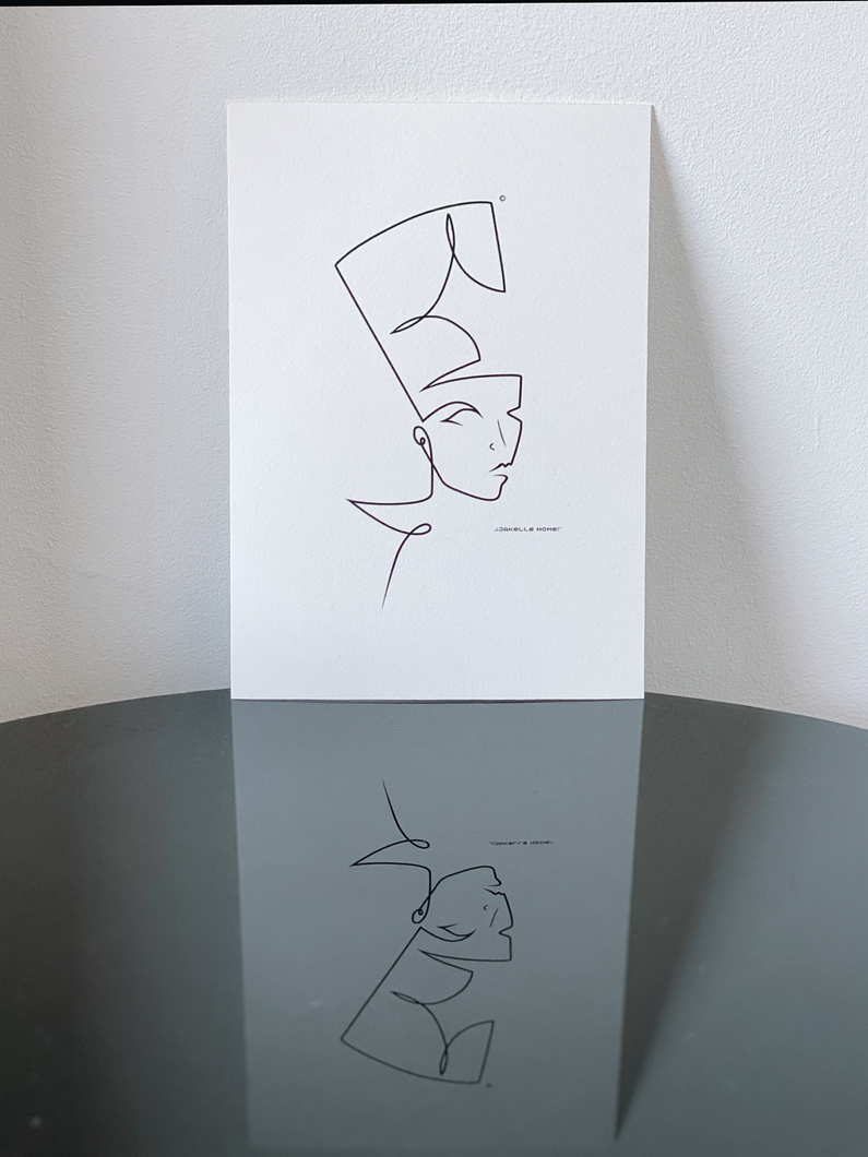 A4 Eqyptian Queen Nefertiti Line Drawing