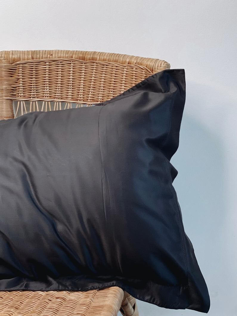 PRE-ORDER Bamboo Silk Pillow case in Night-time Noir